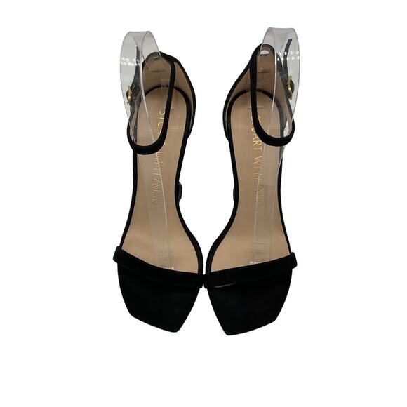 Stuart Weitzman 'Nudistrebel' Black Suede Sandal Size 7.5 - Picture 4 of 6